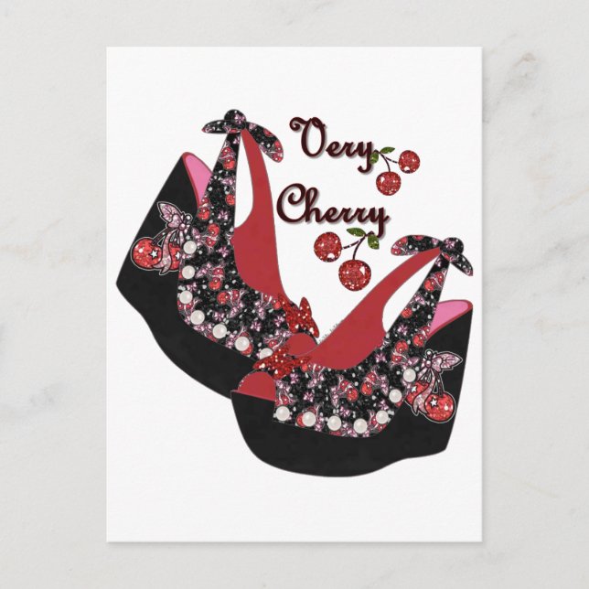 Carte Postale Rockabilly Very Cherry Shoes (Devant)