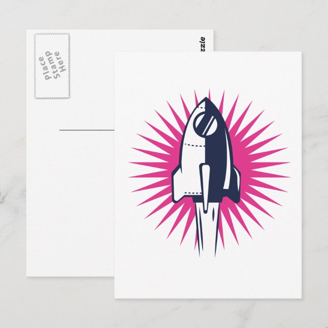 Carte Postale Rocket Espace Rétro (Devant / Derrière)