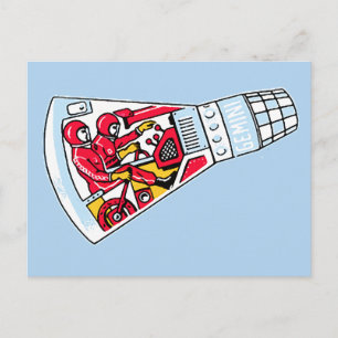 Carte Postale Rocket Man Retro Gemini Rockets dans l'espace