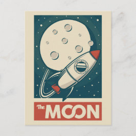 Carte Postale Rocket Moon Retro Galaxy