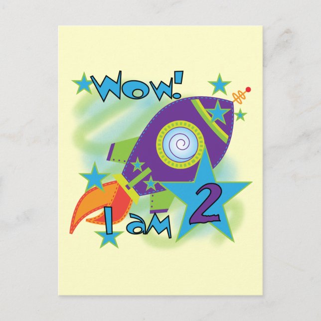 Carte Postale Rocket Ship 2e Anniversaire T-shirts et cadeaux (Devant)