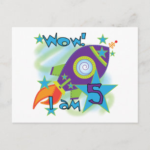 Carte Postale Rocket Ship 5e Anniversaire T-shirts et cadeaux