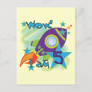 Carte Postale Rocket Ship 5e Anniversaire T-shirts et cadeaux