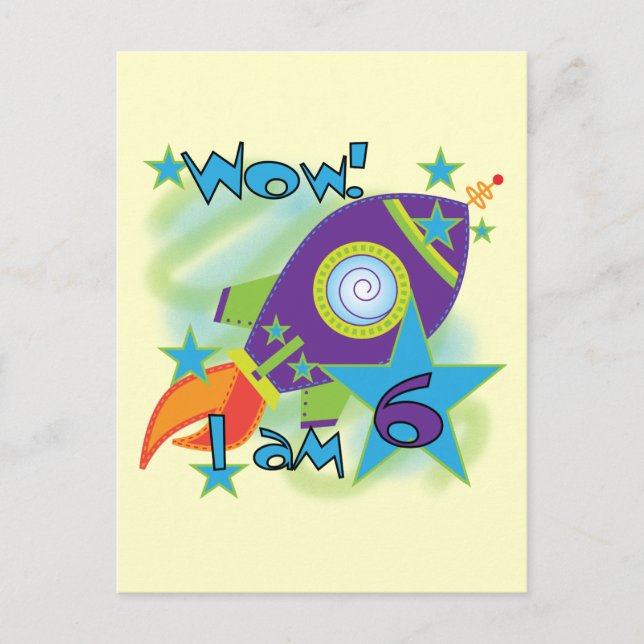 Carte Postale Rocket Ship 6e Anniversaire Tshirts et cadeaux (Devant)