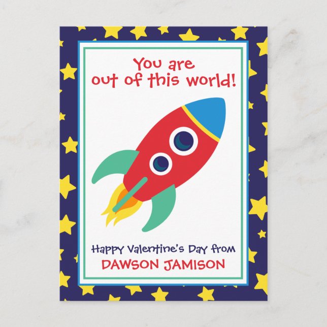 Carte Postale Rocket & Stars Personnalisé Valentine's Cards (Devant)