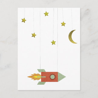 Carte Postale Rocket vintage Dans L'Espace
