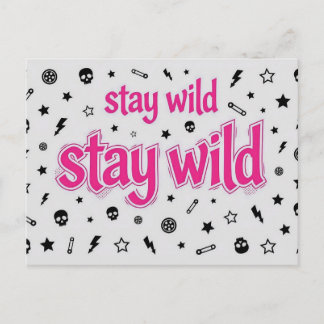 Carte postale rockeuse grunge rose sauvage