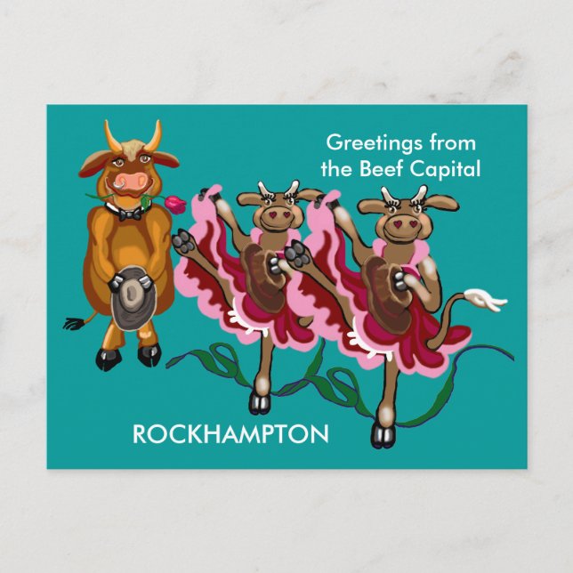 Carte Postale Rockhampton vaches et bulles capital boeuf (Devant)