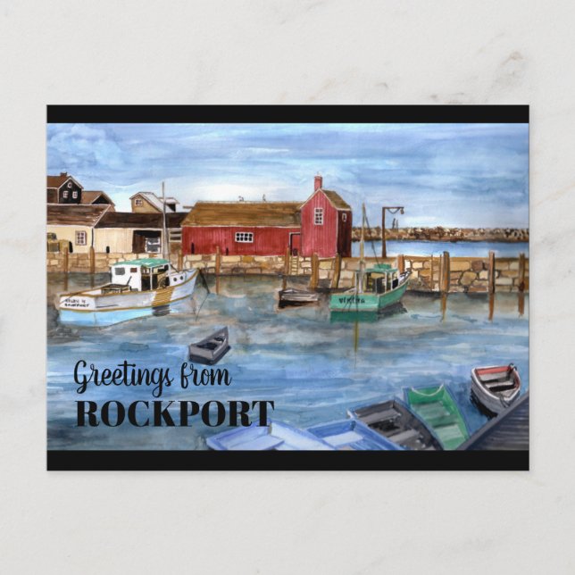 Carte Postale Rockport Massachussetts Nouvelle-Angleterre peintu (Devant)