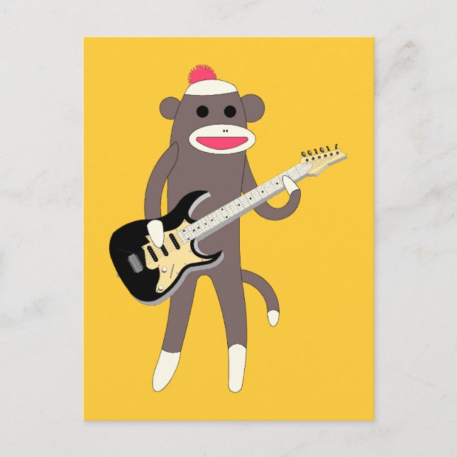 Carte Postale Rocks de singe de choc avec guitare électrique (Devant)