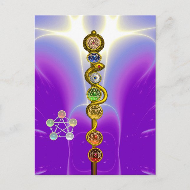 CARTE POSTALE RODE D'ASCLEPIUS 7 CHAKRAS, YOGA, ÉNERGIE SPIRITUE (Devant)