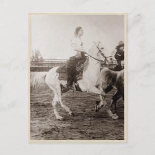 Carte Postale Rodeo Cowgirl photo Vintage