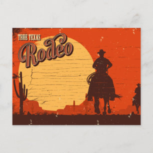 Carte Postale Rodéo vintage du Texas Cowboy