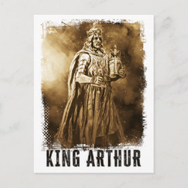 Carte Postale Roi ARTHUR Portrait Vintage avec couronne et épée