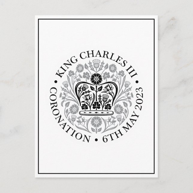 Carte Postale Roi Charles III Coronation Black Logo Souvenir (Devant)