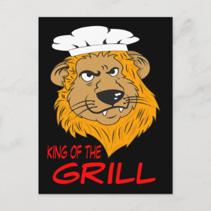 Carte Postale Roi du Grill, Tête de Lion Enragé, Drôle