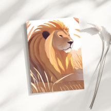 Roi Lion | Lion mâle Nature Animal Aquarelle