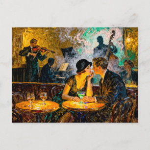 Carte Postale Romance de bar de danse vintage impressionniste av