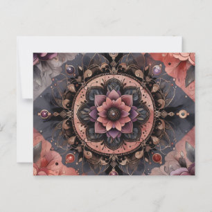 Carte Postale Romance foncée Bourgogne Art Déco Floral Été