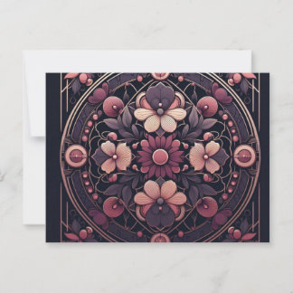 Carte Postale Romance foncée Bourgogne Art Déco Floral Été