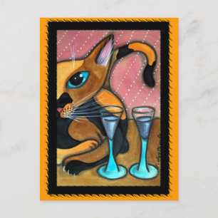 Carte Postale Romancing Chat et Vins