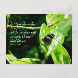 Carte postale Romans 5:8 Papillon Leaf