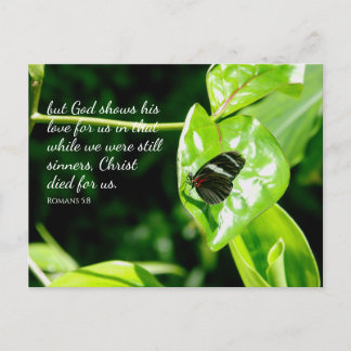 Carte postale Romans 5:8 Papillon Leaf