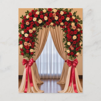 Carte Postale Romantic Rose Wedding Arch With Satin Bows 🌹