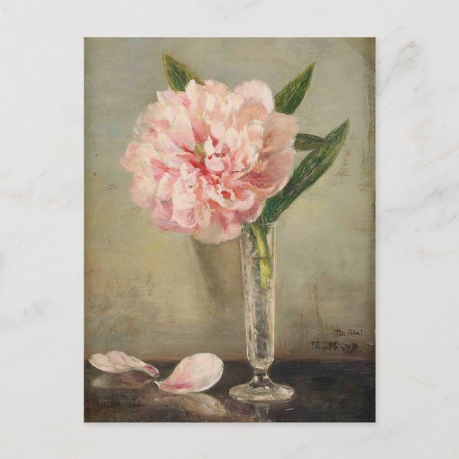 Carte Postale Romantic soft pink peony in vase (Devant)