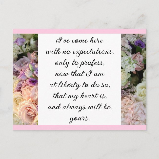 Carte Postale Romantique Blush Rose Floral Jane Austen Love Cita (Devant)