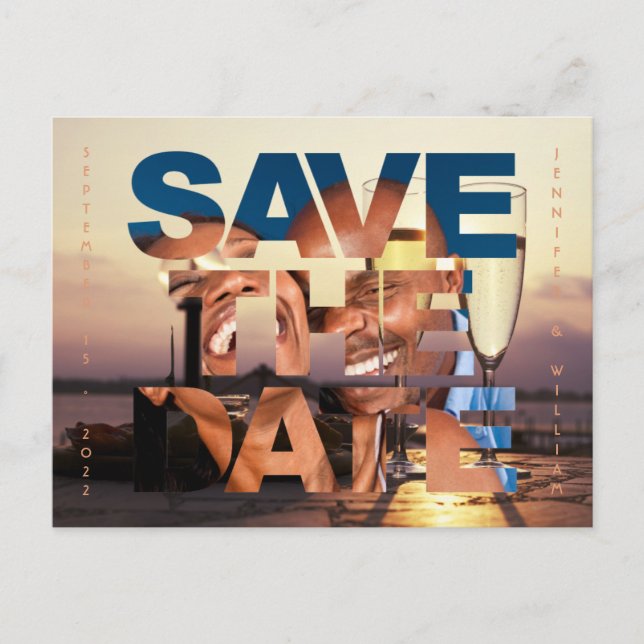 Carte Postale Romantique coucher de soleil Mariage photo Enregis (Devant)