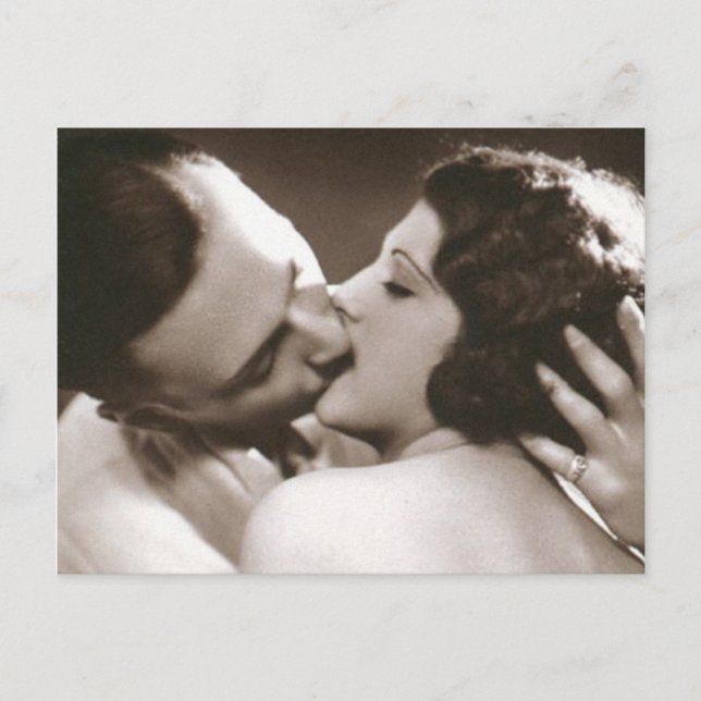 Carte postale romantique Couple de baiser (Devant)