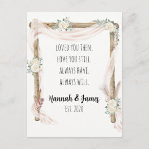 Carte Postale Romantique Je t'aime Anniversaire Boho Aquarelle