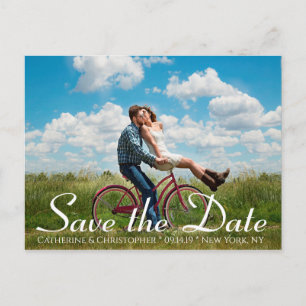 Carte Postale Romantique moderne Enregistrer la date Photo Maria