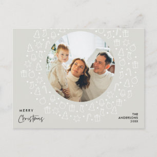 Carte Postale Romantique Moderne, Joyeux Noël Photo de Famille P