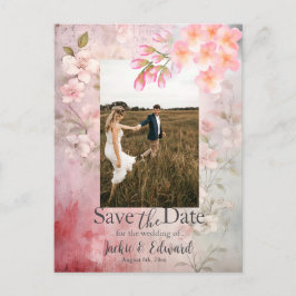 Carte Postale Romantique rose floral Enregistrer la photo de la 