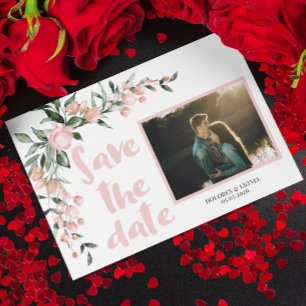 Carte Postale Romantique rose rose floral photo Enregistrer la d