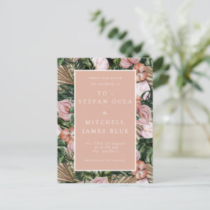 Carte Postale Romantique Tropical Floral Pink Green pêche