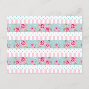Carte Postale Romantique Vintage rose & Mint Floral Rose Motif