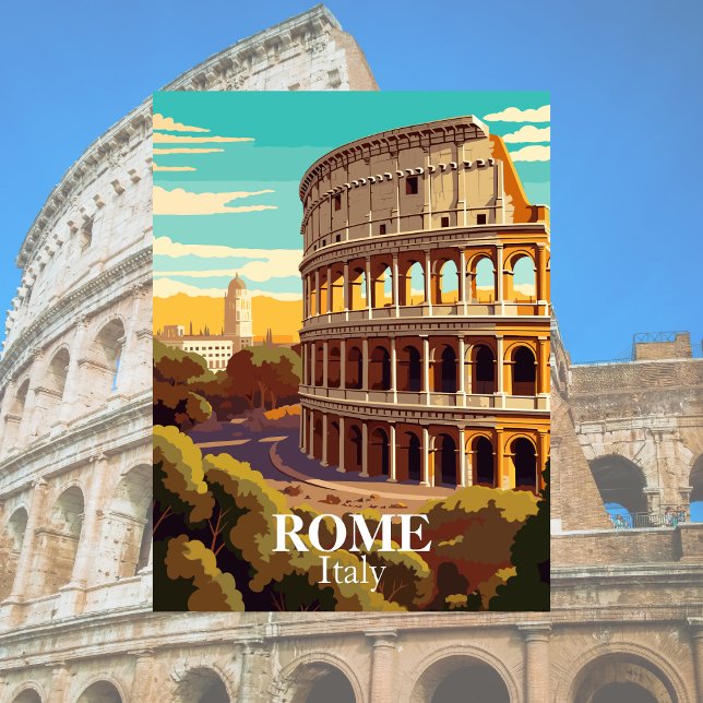Carte Postale Rome Colisée Italie Illustration de voyage (Rome Italy)