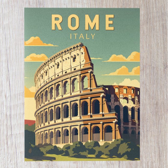 Carte Postale Rome Italie Colisée Voyage Art Rétro (Créateur téléchargé)