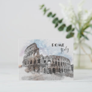 Carte Postale Rome Italie Colisée Voyage Art Vintage
