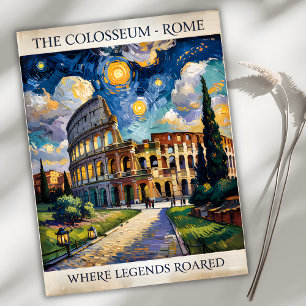 Carte Postale Rome Italie Colisée Voyage Van Gogh Starry Nuit