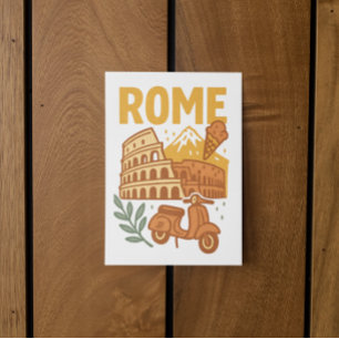Carte Postale Rome Italie Minimaliste Colisée Dessiné à la Main