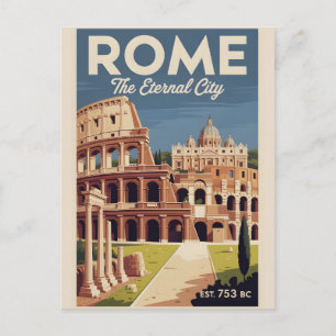 Carte Postale Rome Italie Rétro Ciel Ville Voyage