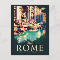 Rome Italie Trevi Fontaine Illustration Voyage Art