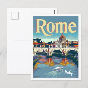 Carte Postale Rome Italie Vintage Lieu de Voyage célèbre