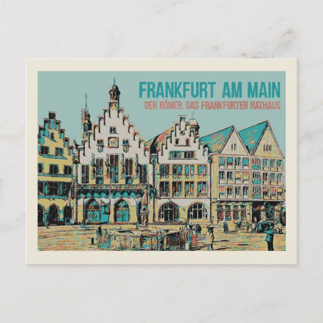 Carte Postale Römer Frankfurt, illustration de l'hôtel de ville  (Devant)