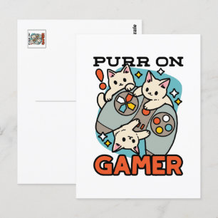 Carte Postale Ronron sur le Joueur - Design de jeu vidéo avec un