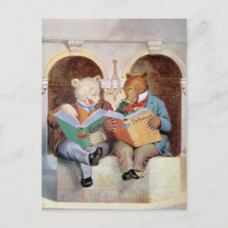 Carte Postale Roosevelt Bears à la bibliothèque publique